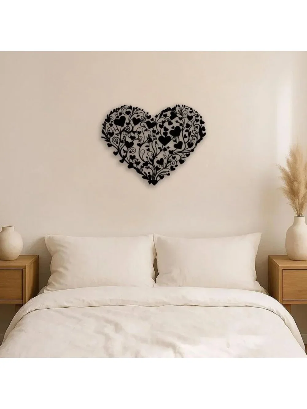 Heart Flower Metal Wall Art - Love Decor for Living Room, Bedroom, Office & More